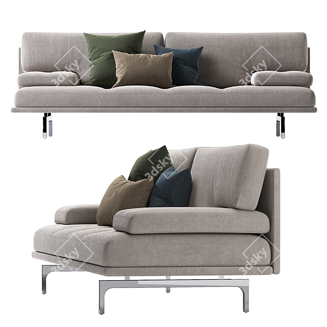 Sleek Zanotta Milano 1039 Sofa 3D model image 2