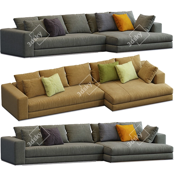 Elegant Modern Hamilton Sofa 3D model image 1