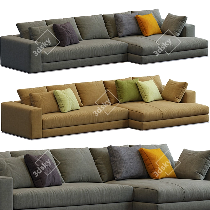 Elegant Modern Hamilton Sofa 3D model image 4