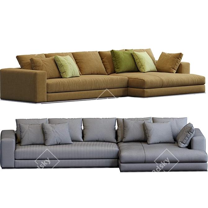 Elegant Modern Hamilton Sofa 3D model image 5