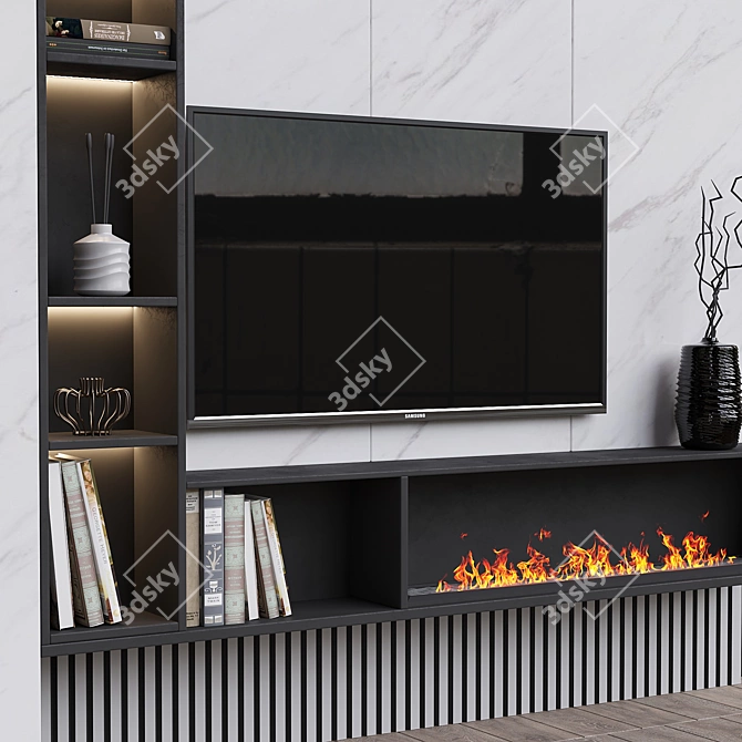 Modern TV Wall Design 3D model image 2