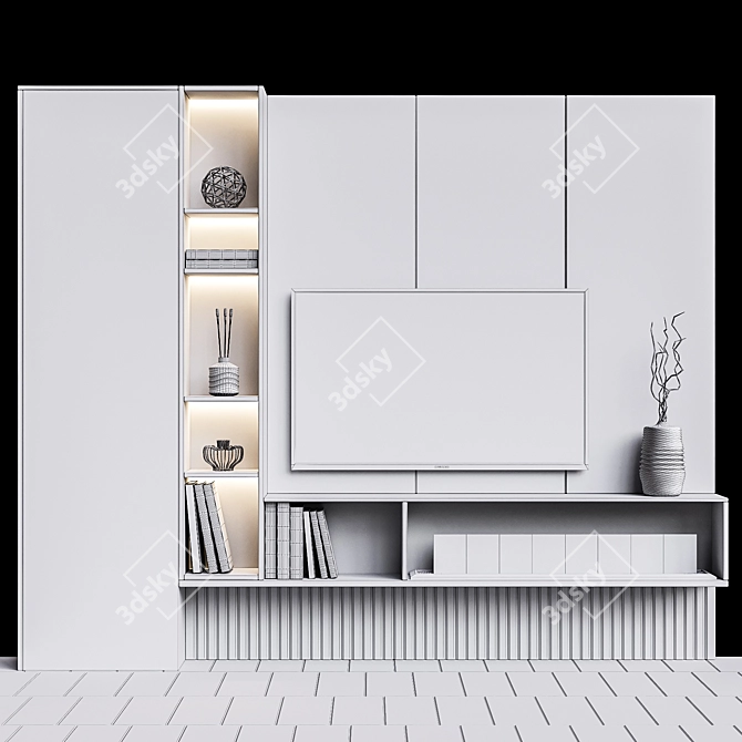 Modern TV Wall Design 3D model image 3