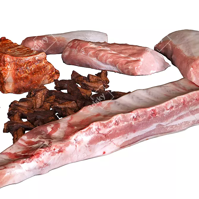 Savory Meat Selection 3D model image 2