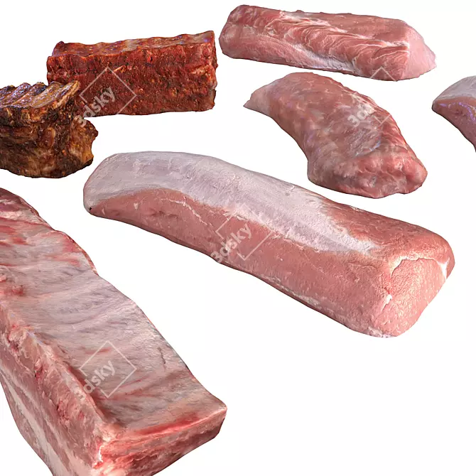 Savory Meat Selection 3D model image 5