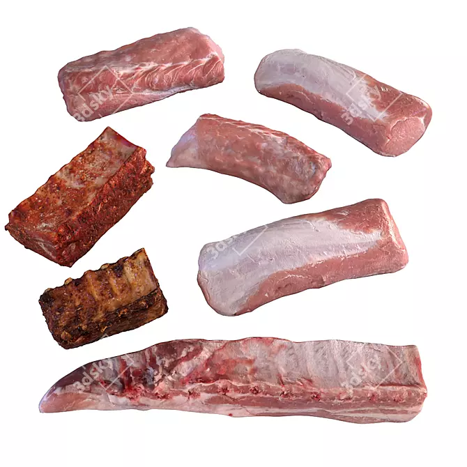 Savory Meat Selection 3D model image 6