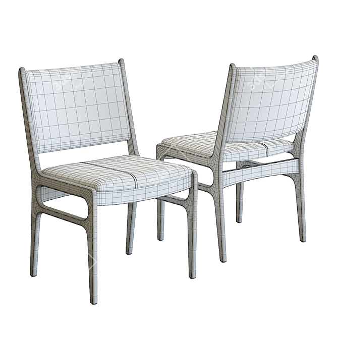 Elegant Blythe Square Back Chair 3D model image 5