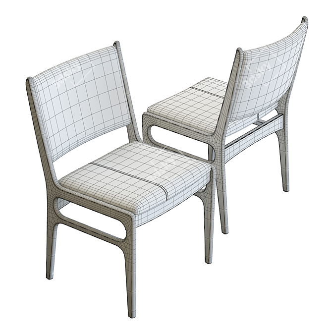 Elegant Blythe Square Back Chair 3D model image 6