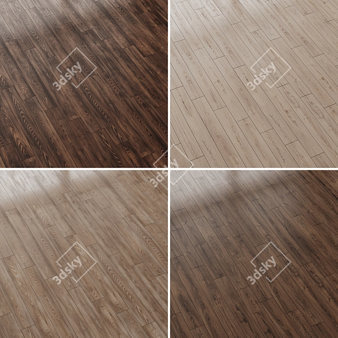 Heritage Chestnut & Oak Wood Flooring Set 3D model image 2