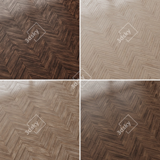 Heritage Chestnut & Oak Wood Flooring Set 3D model image 3