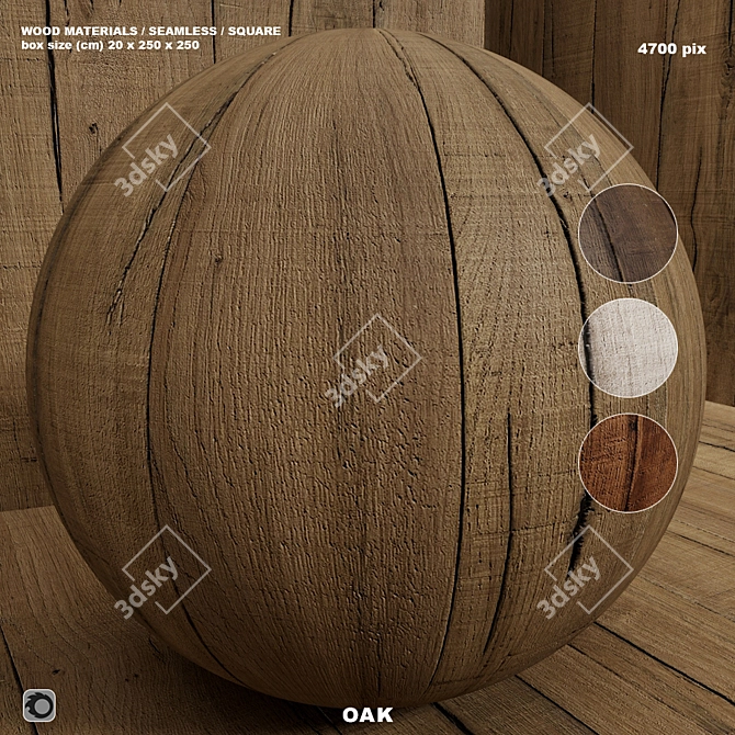 Seamless Oak Wood Set 123 3D model image 1