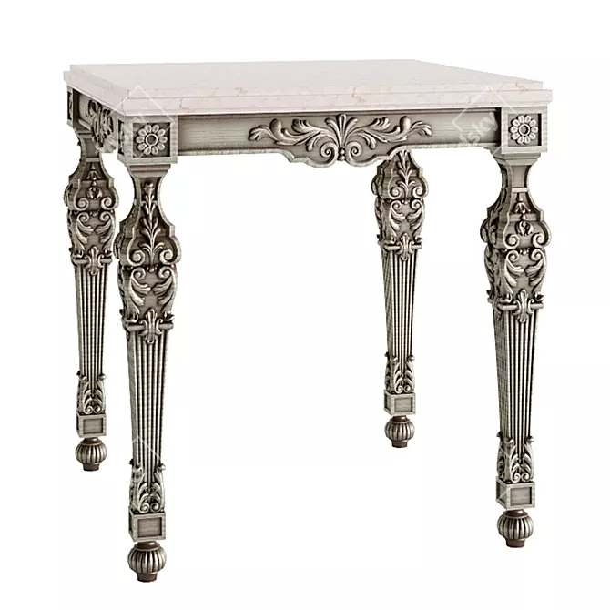 Roberto Giovannini Bedside Table: Ornate Carving & Dual Material Design 3D model image 2