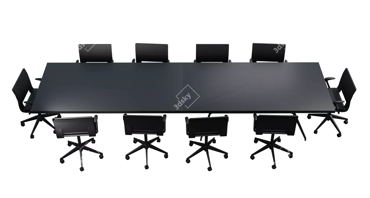 Executive Office Table Set 3D model image 5