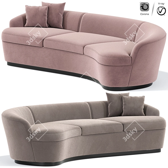 Cappellini Orla Curved Sofa: Sleek and Stylish Seating 3D model image 1