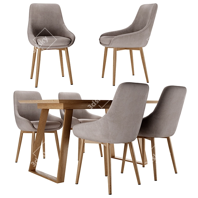 Modern Pepper Chair and Norfolk Table 3D model image 1