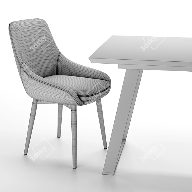 Modern Pepper Chair and Norfolk Table 3D model image 4