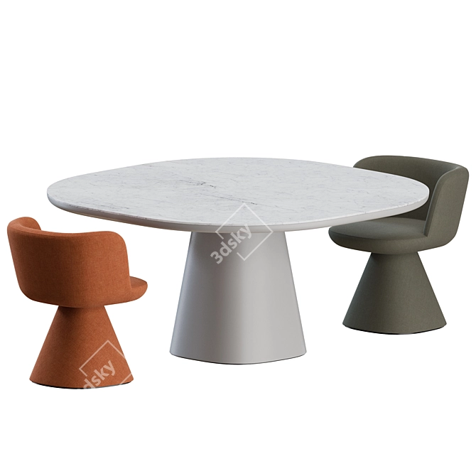 Elegant O Dining Set: Allure Table + Flair Chairs 3D model image 1