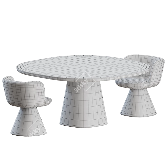 Elegant O Dining Set: Allure Table + Flair Chairs 3D model image 3