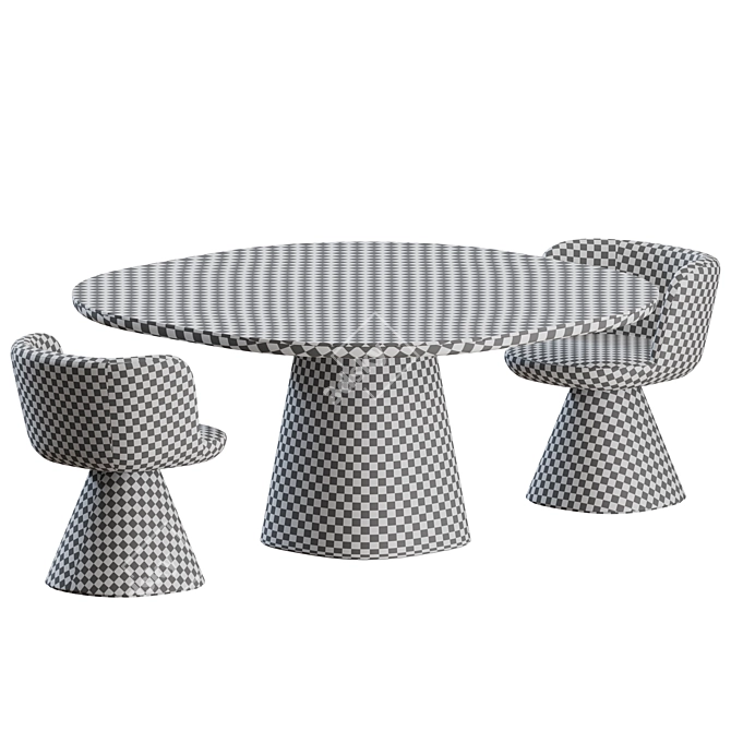 Elegant O Dining Set: Allure Table + Flair Chairs 3D model image 4