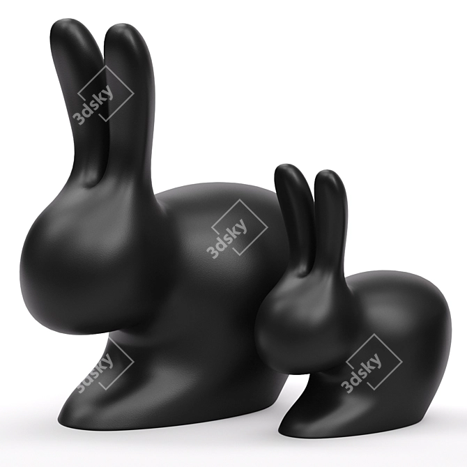 Qeeboo Rabbit Kids Table & Chairs 3D model image 2