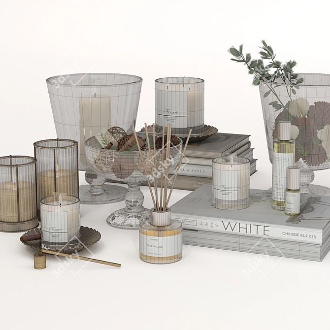 Elegant Coffee Table Decor Set 3D model image 6