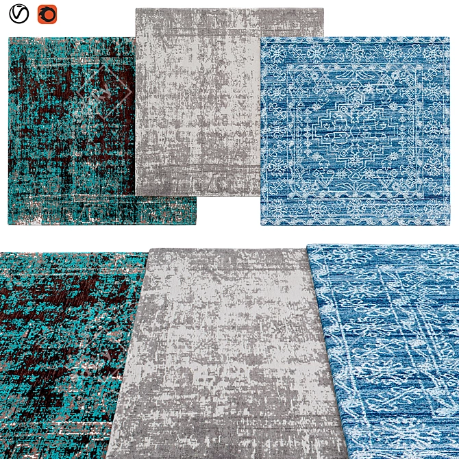 Stylish Square Rugs | Various Sizes 3D model image 1