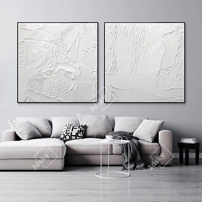 Abstract Plaster Square Frames - Set of 2 3D model image 3