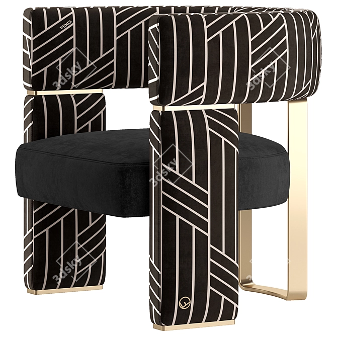 Fendi Casa Margaret: Elegant Armchair for Luxurious Comfort 3D model image 2