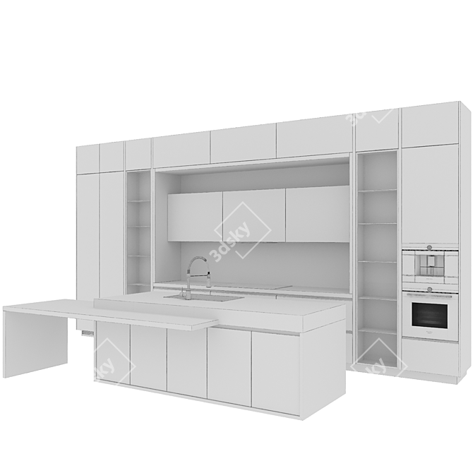 Sleek Black Kitchen Set 3D model image 6