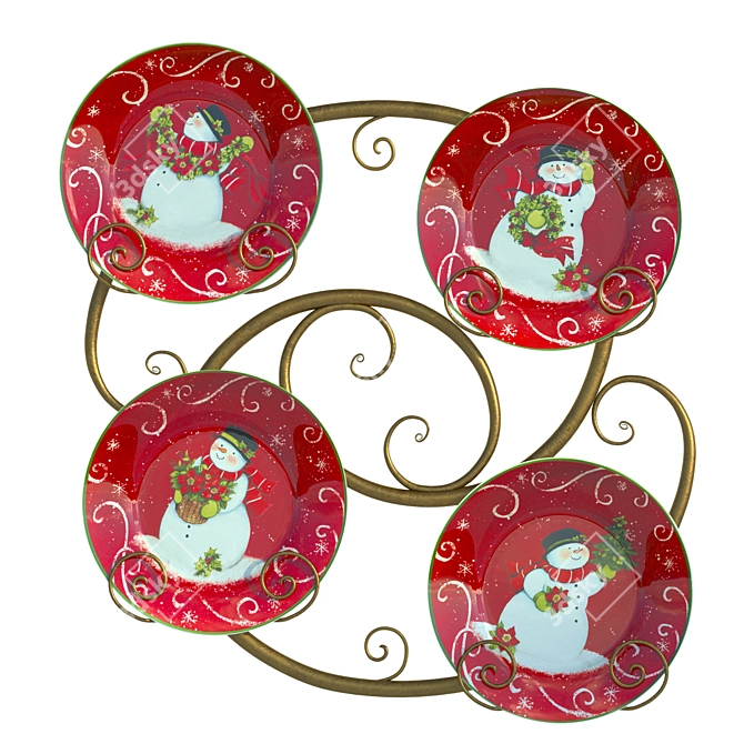 Festive Plate Set with Holder 3D model image 10