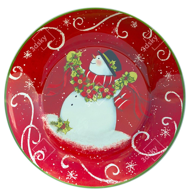 Festive Plate Set with Holder 3D model image 12