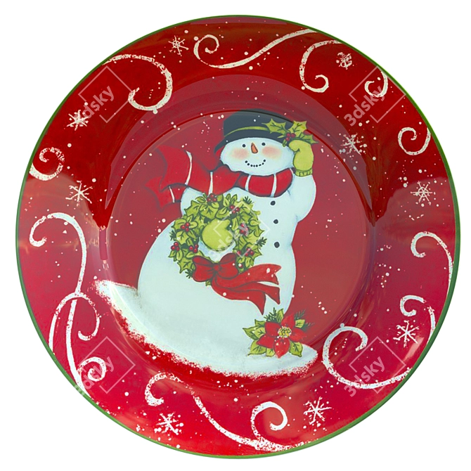 Festive Plate Set with Holder 3D model image 13