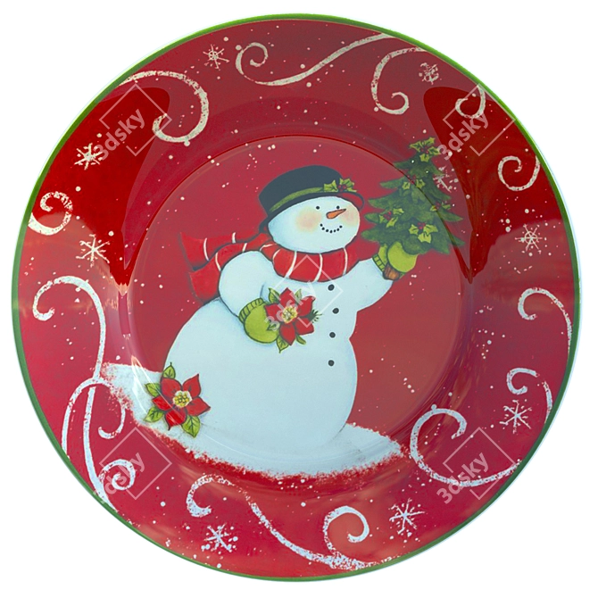 Festive Plate Set with Holder 3D model image 14