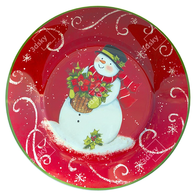 Festive Plate Set with Holder 3D model image 15