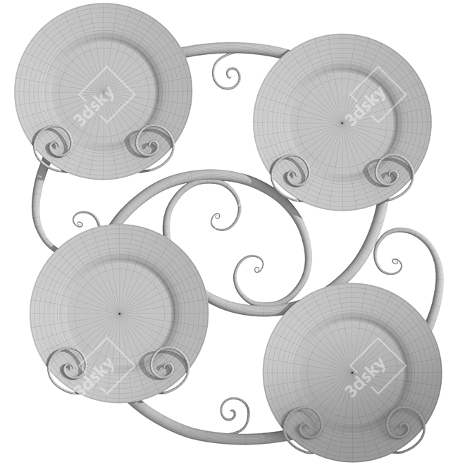 Festive Plate Set with Holder 3D model image 16