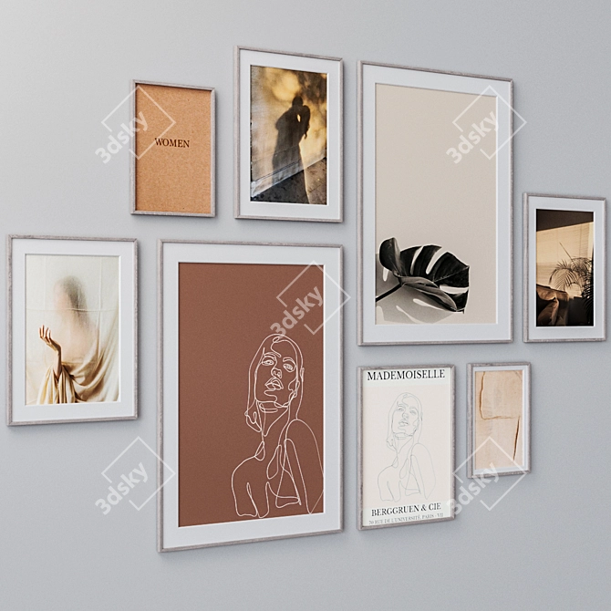 Elegant Wall Paintings Set 3D model image 2