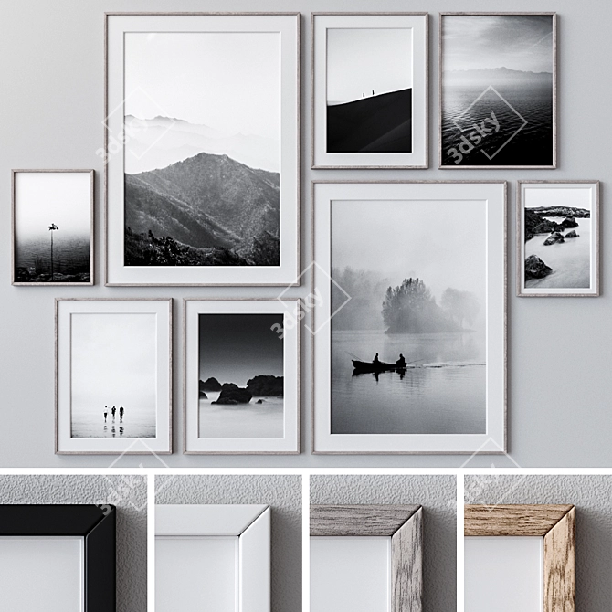 Elegant Framed Wall Paintings 3D model image 1