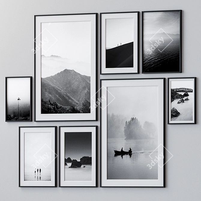 Elegant Framed Wall Paintings 3D model image 2