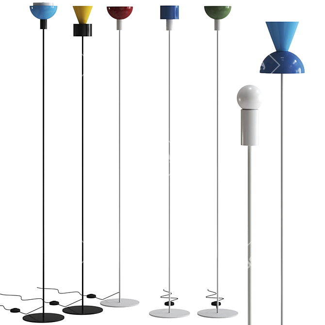 Lunatica: Stylish Multi-Color Floor Lamp 3D model image 1