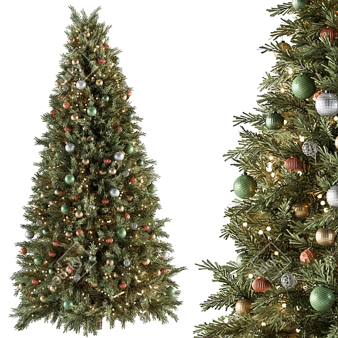 Festive Outdoor Christmas Tree 3D model image 1