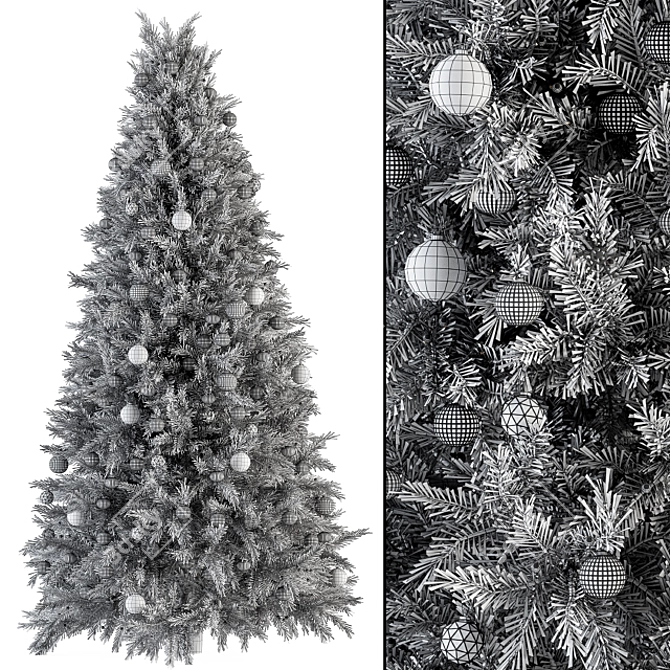 Festive Outdoor Christmas Tree 3D model image 4