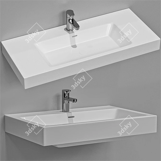 Laufen Wall Hung Wash Basin: Sleek Design, Reliable Quality 3D model image 1