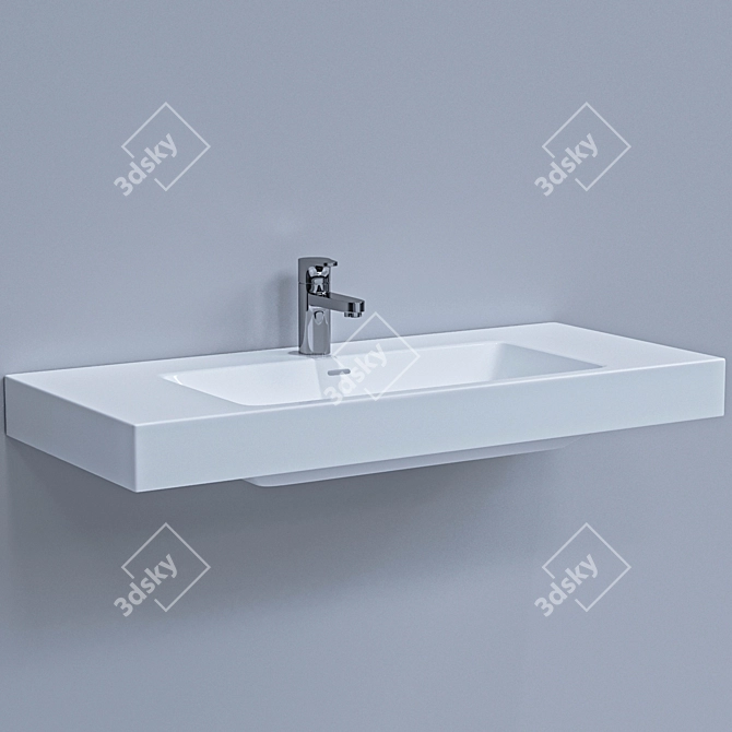 Laufen Wall Hung Wash Basin: Sleek Design, Reliable Quality 3D model image 3