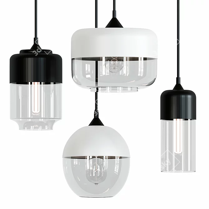 Elegant Pendant Light Collection: 4 Types & Color Combinations 3D model image 1