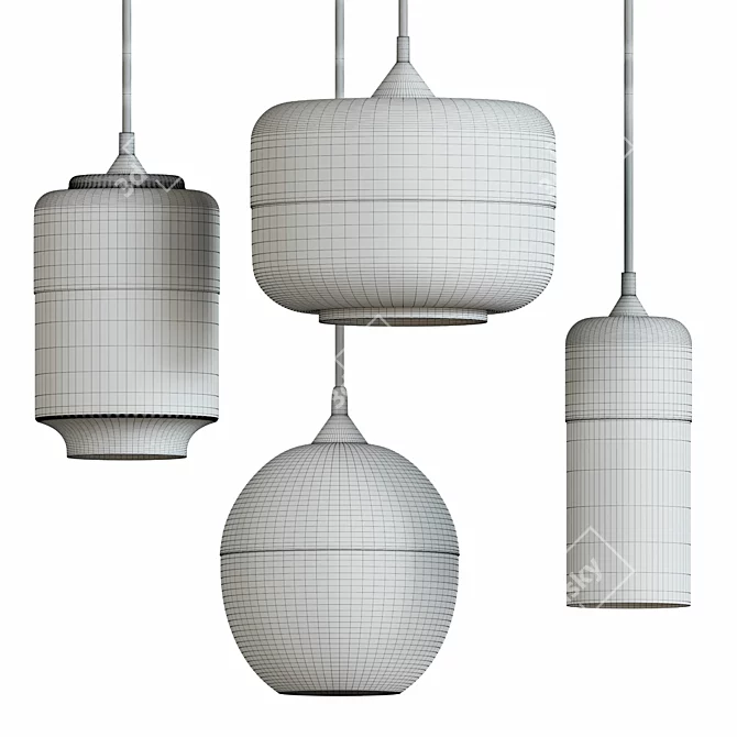 Elegant Pendant Light Collection: 4 Types & Color Combinations 3D model image 2