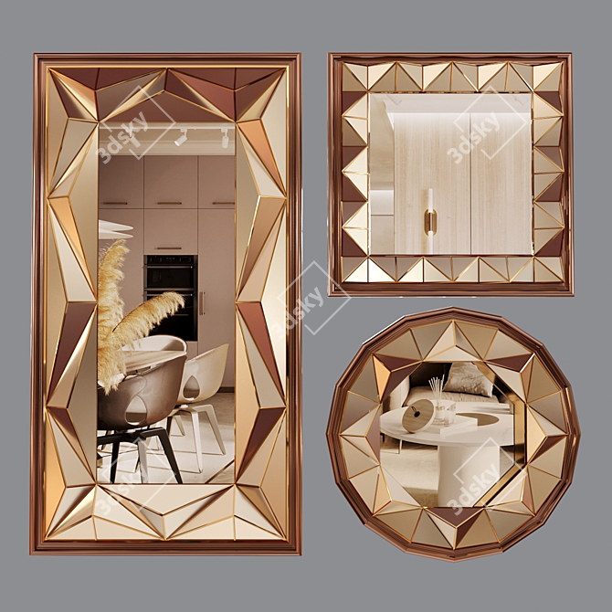  Geometric Decorative Mirror 3D model image 6