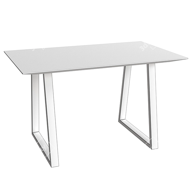 Modern White Glossy Dining Table 3D model image 3