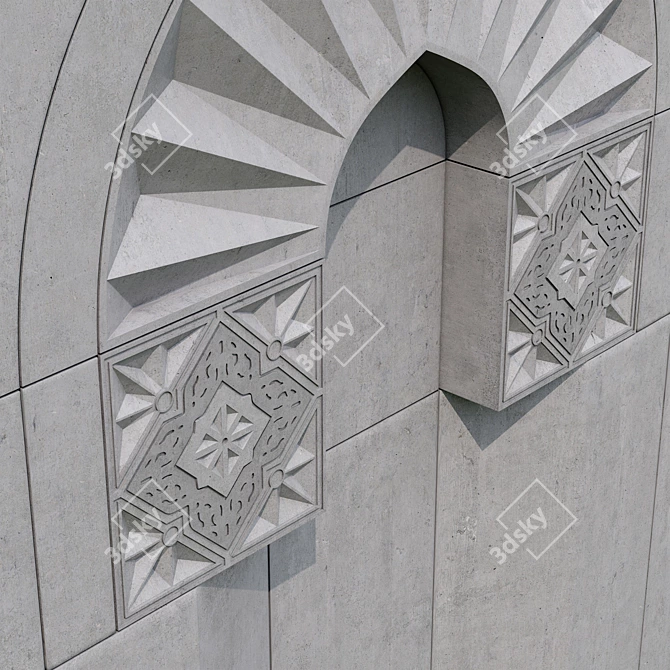 Intricate Islamic Arch Carving 3D model image 2