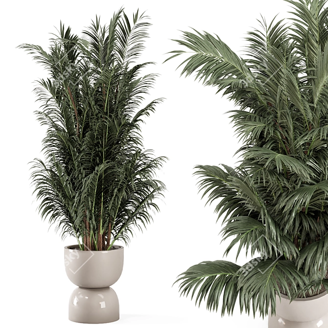 Rustic Concrete Pot Indoor Plants 3D model image 1