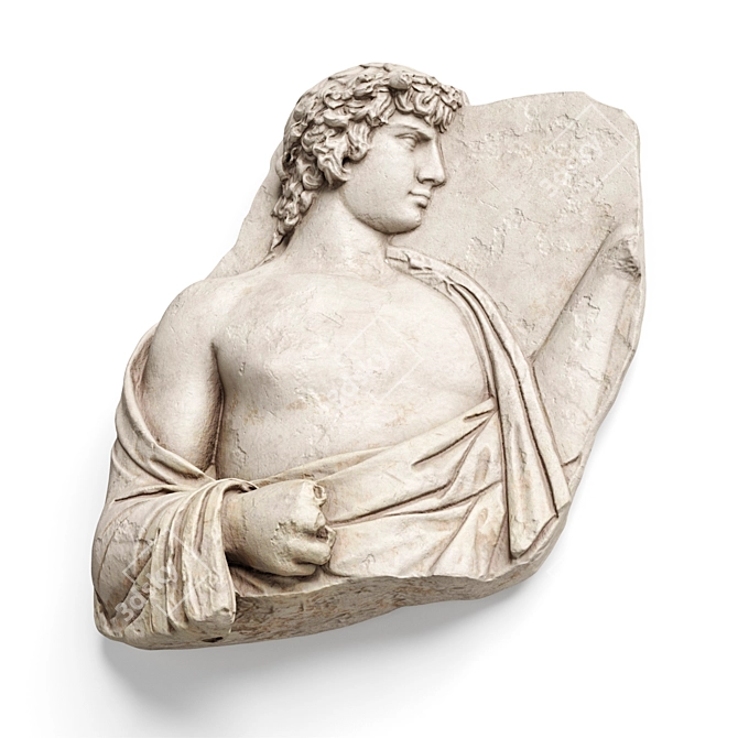 Exquisite Antinous Marble Relief 3D model image 4