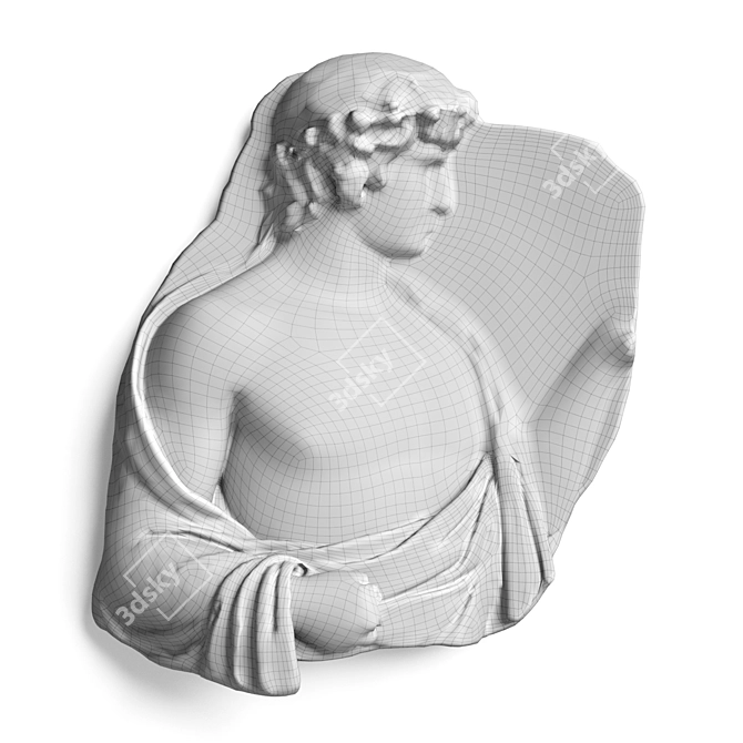 Exquisite Antinous Marble Relief 3D model image 5